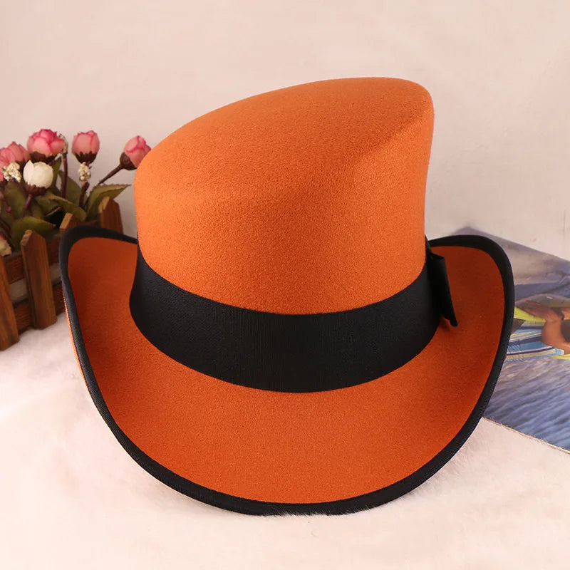 Hot Selling Fashion Royal Derby Top Hats with Bow Band Performance Events Nashville Music Festival Colorful Party Hat