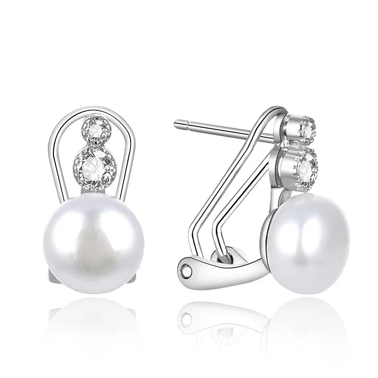 Dailywear 925 Sterling Silver Rhodium Plating Fancy Freshwater Pearl Earrings for Girls