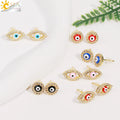 CSJA Wholesale Fashion Korean Jewelry Gold Plated Zircon Turkish Blue Evil Eyes Stud Earrings for Teens Girls Women S996
