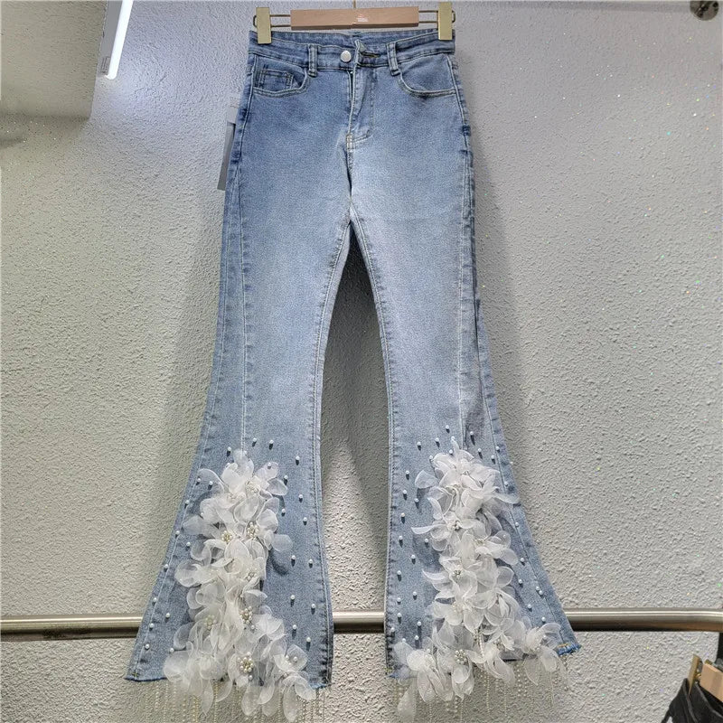 Boutique Wholesale 2025 Spring New Fashionable Retro Design High Waist Slimming Women's Jeans