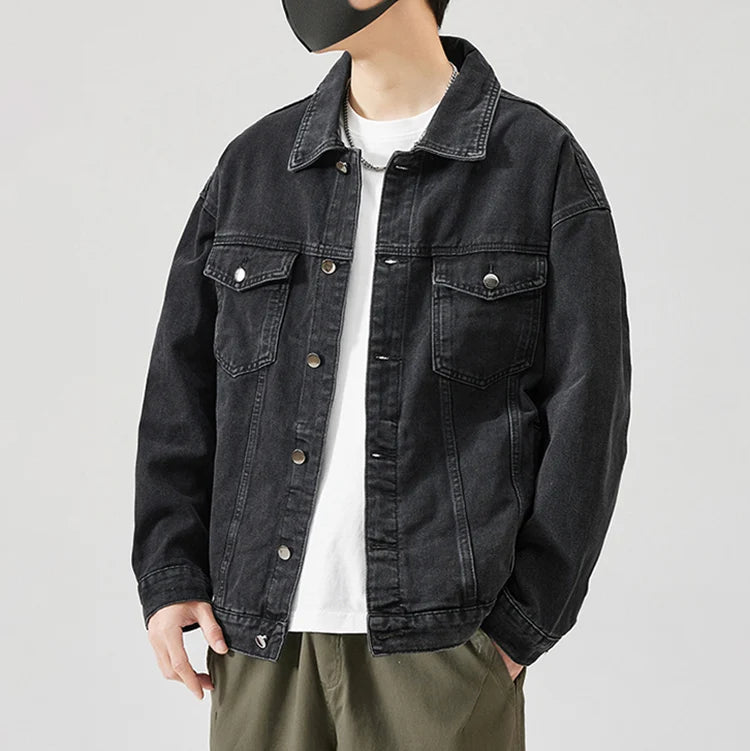 EJ-005 Heavyweight Cotton Denim Streetwear Wash Blue Jeans Jacket Men Custom Denim Jackets