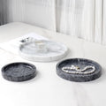 HZX Marble Black Decorative Round Tray Coffee Tray Ottoman Tray for Home Office Storage Decoration