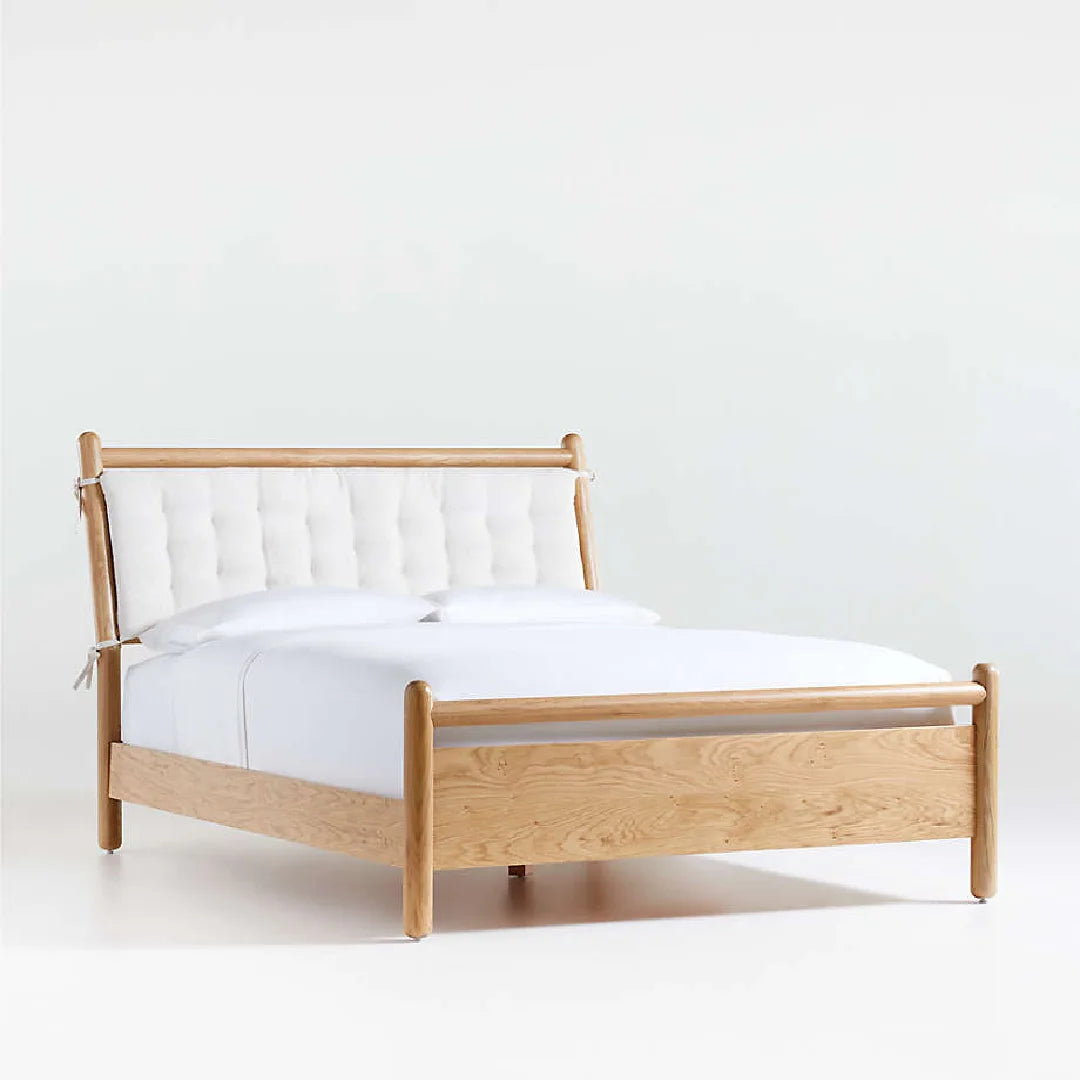 Wholesale Modern Design King & Queen Size Beds Durable Soft Fabric with Solid Wood Furniture