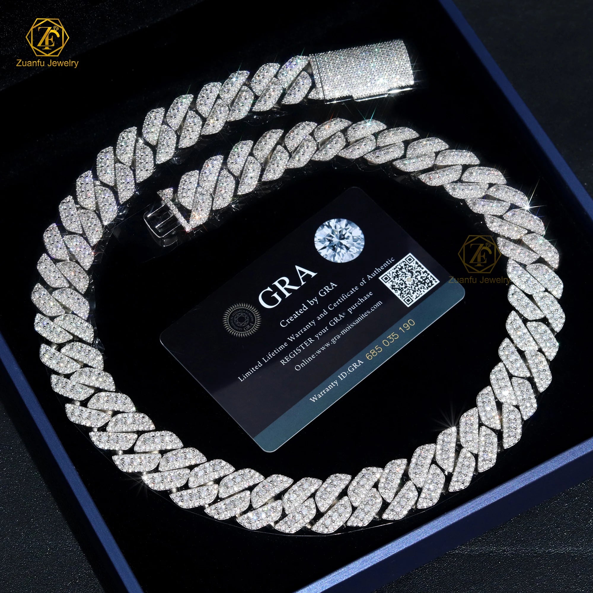 18MM Width Fine Jewelry Men Necklace Sterling Silver 925 Iced Out Moissanite Hip Hop Iced Out Cuban Link Chain