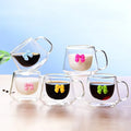 Modern Clear Borosilicate Double Wall Glass Espresso Coffee Cup Mugs with Handle for Tea & Beverages