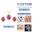 Custom Jewelry Any Ruby Gemstone Women 925 Sterling Silver 24k Gold Plated Rings and Earrings Jewelry Sets
