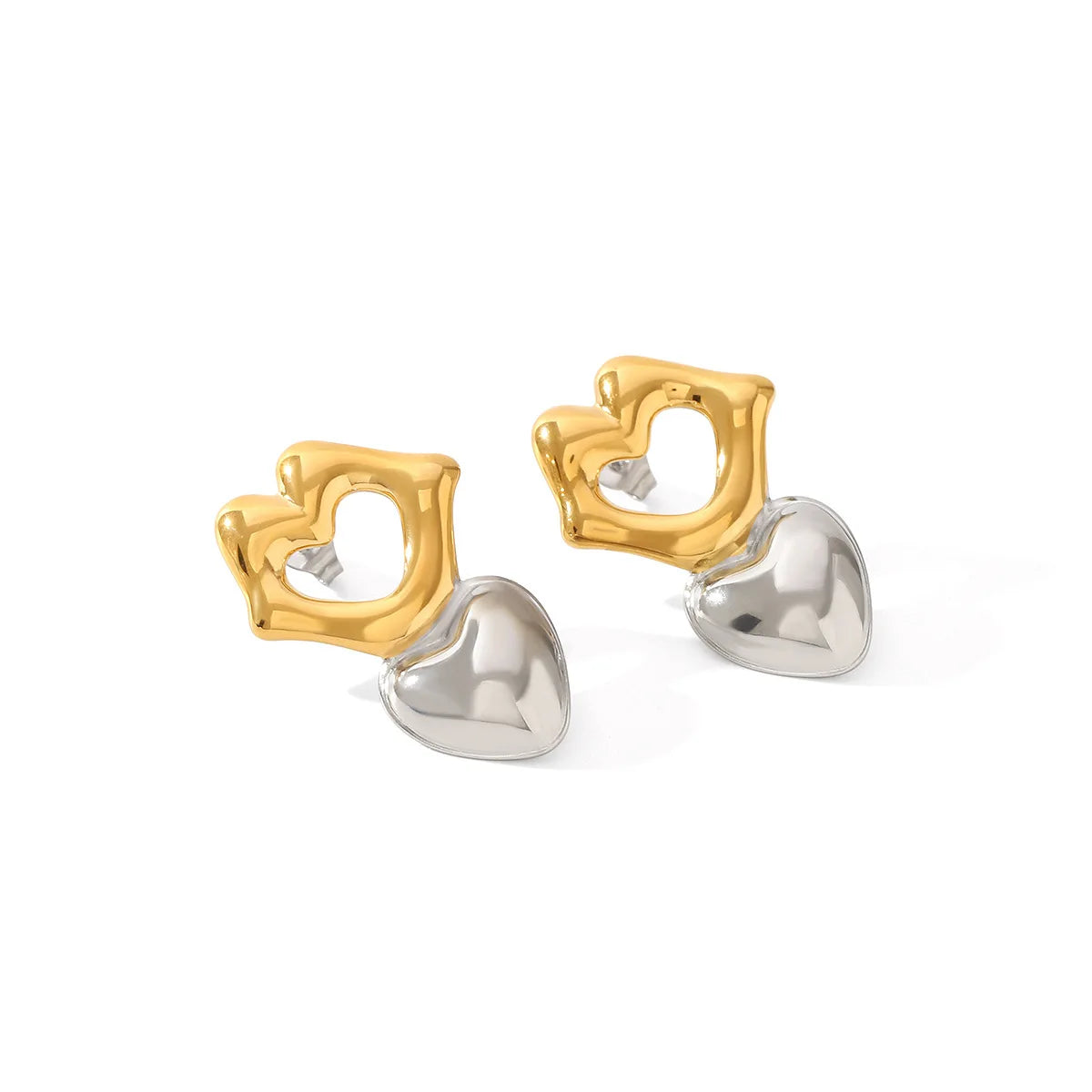 Personality Mix Color Hollow Lip Heart Jewelry Gold Plated Stud Earrings for Women Stainless Steel Fashion Jewelry