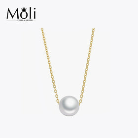 Fashion Jewelry Classic Silver Chain 8-9mm Single Round Real Pearl Choker Necklace