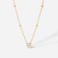Romantic White Heart-shaped Zircon Pendant Necklace Stainless Steel Gold Plated Thin Chain