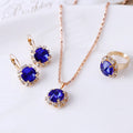 Fashion Round Crystal Clavicle Necklace Earring Ring Three-piece Jewelry Set Accessories Gift for Women Lover