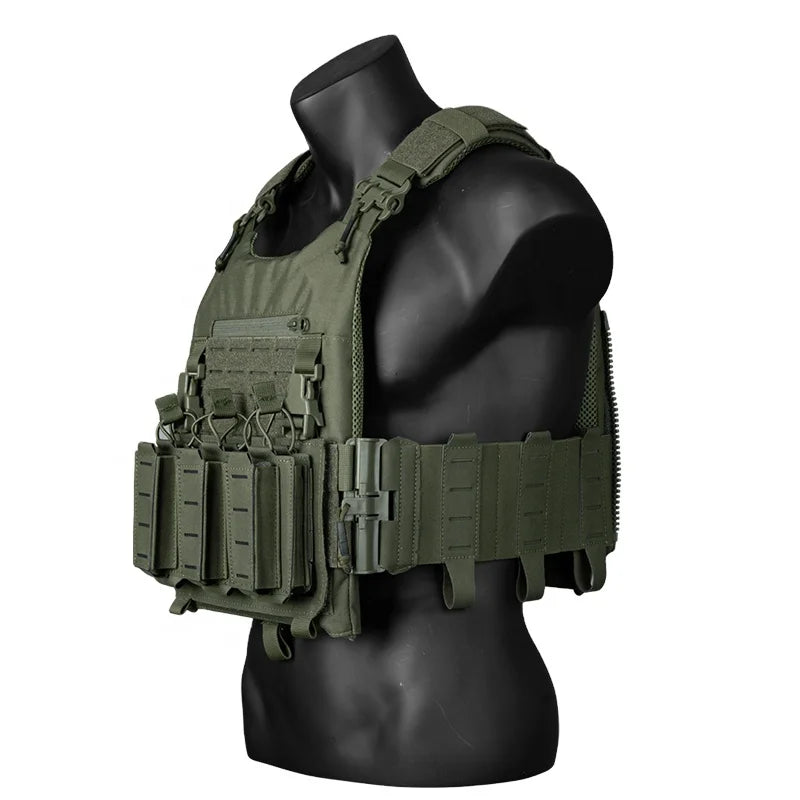 IDOGEAR Combat Training  Paintball Quick Release Tactical Vest Molle Modular Vest Plate Carrier with Mag Pouch