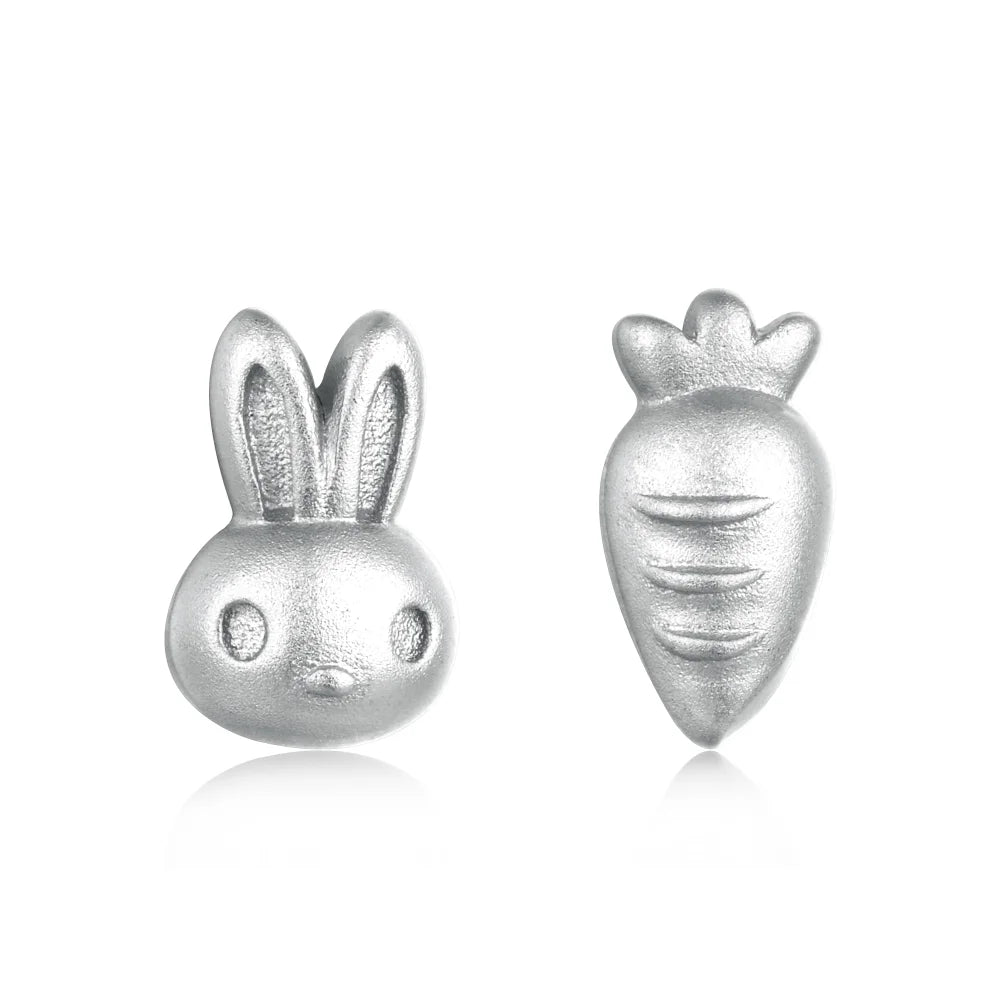 Dylam Stylish Fine Jewelry Hypoallergenic Women S925 Silver Rhodium 18K Gold Chinese Zodiac Rabbit Carrot Stud Earring