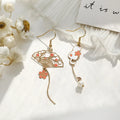 Ethnic Delicate Design Earring Long Jewelry S925 Silver Individual Hollow Out Geometric Fan-shaped Tassel Earrings
