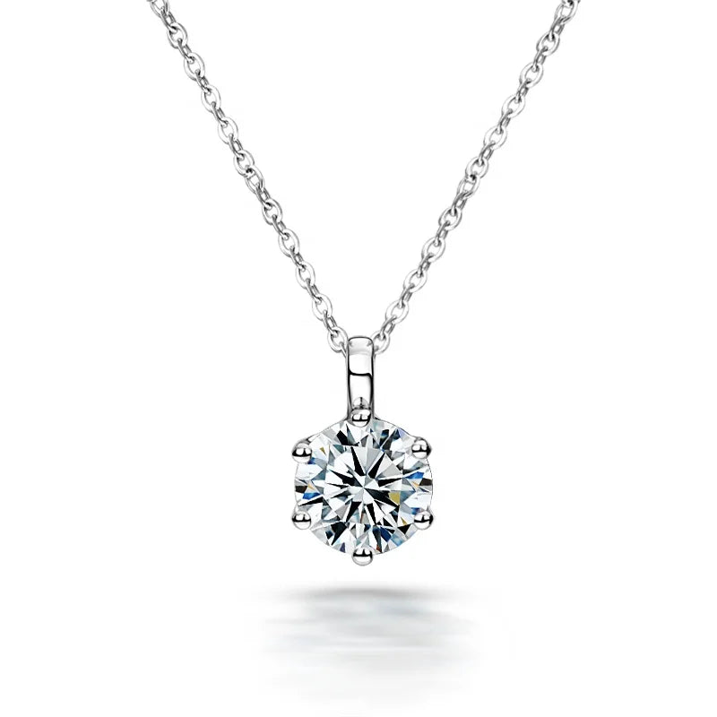 Starsgem Classic IGI Jewelry Six Claws 14K White Gold 0.5ct Round Lab Grown Diamond Pendant Necklace
