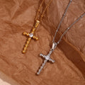 Guarantee Dreamshow Dainty Zircon Cross Necklace Bead Pendant Necklace Gold Plated Stainless Steel Christmas Gift for Women