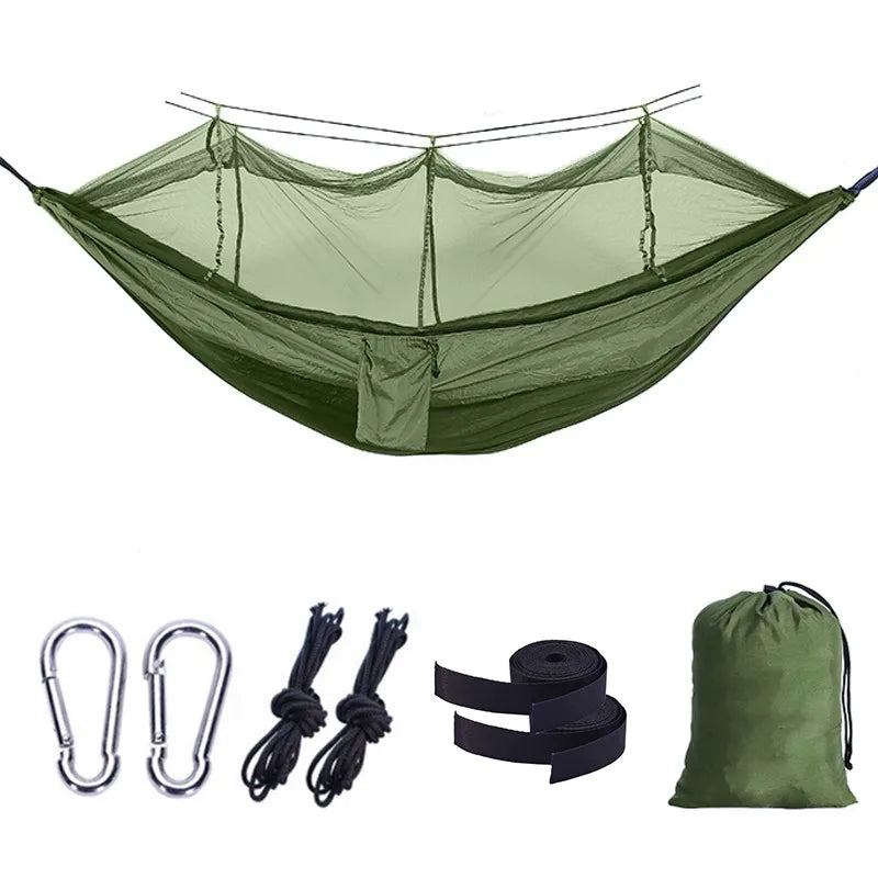 Wholesale 210t Nylon Parachute Camping Hammock With Mosquito Net for Traveling