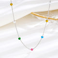 Handmade 925 Sterling Silver Colorful Beads Link Chain Pendant Necklace for Women Wedding Gift
