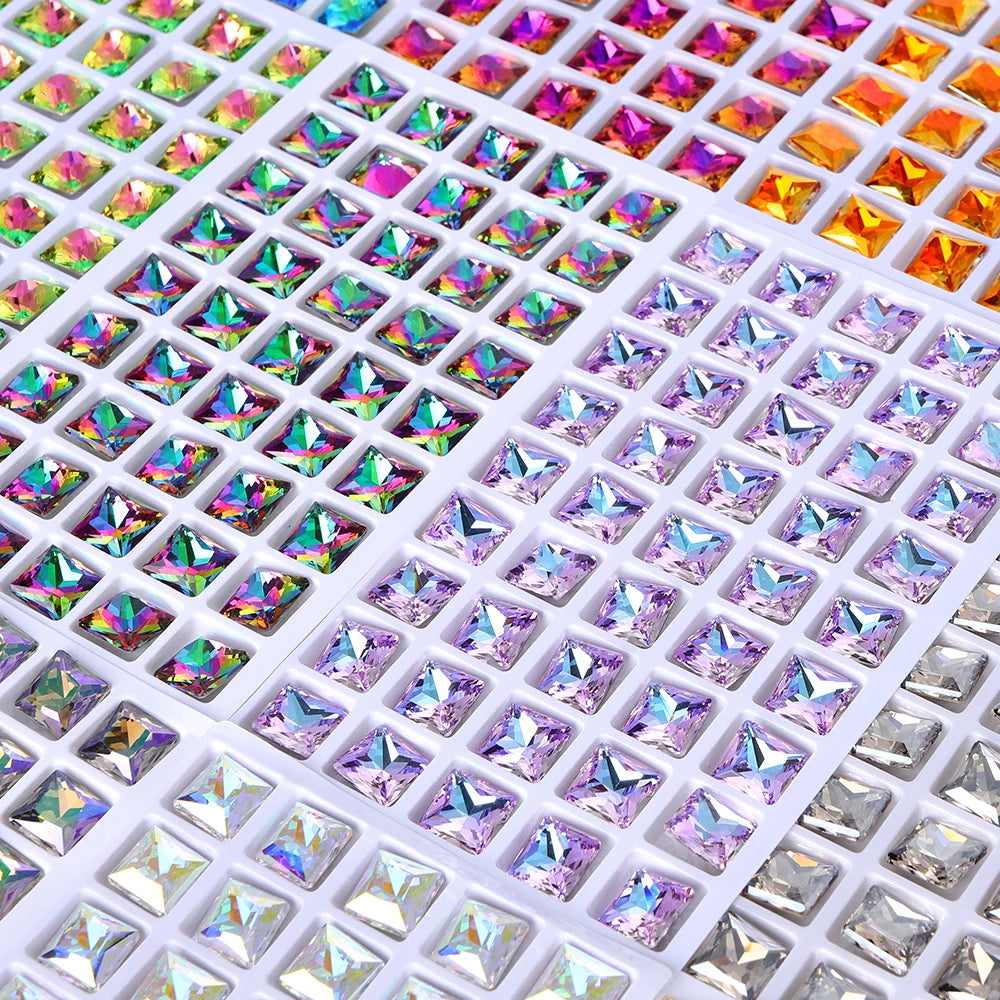 QIYI Hot Selling AB Fashion Colors Grade 5A Square Right Angle Fancy Pointback Rhinestones for Decoration Wedding Dresses Shoe