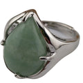 Women's New Design Water Drop Shaped Green Aventurine Gemstone Rings Natural Amethyst Jewelry