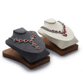 DIGU Wholesale Jewelry Display Stand Custom Handmade Wood Flannelette Beige Mannequin Display Jewelry Necklace Display Prop