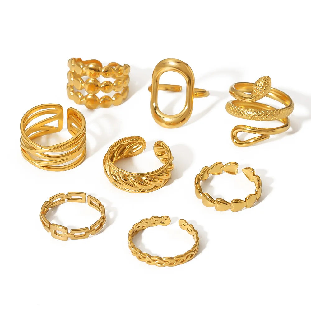 2024 New Trend Jewelry Ins Style Titanium Steel Skeleton Chain Ring Stainless Steel Open Ring