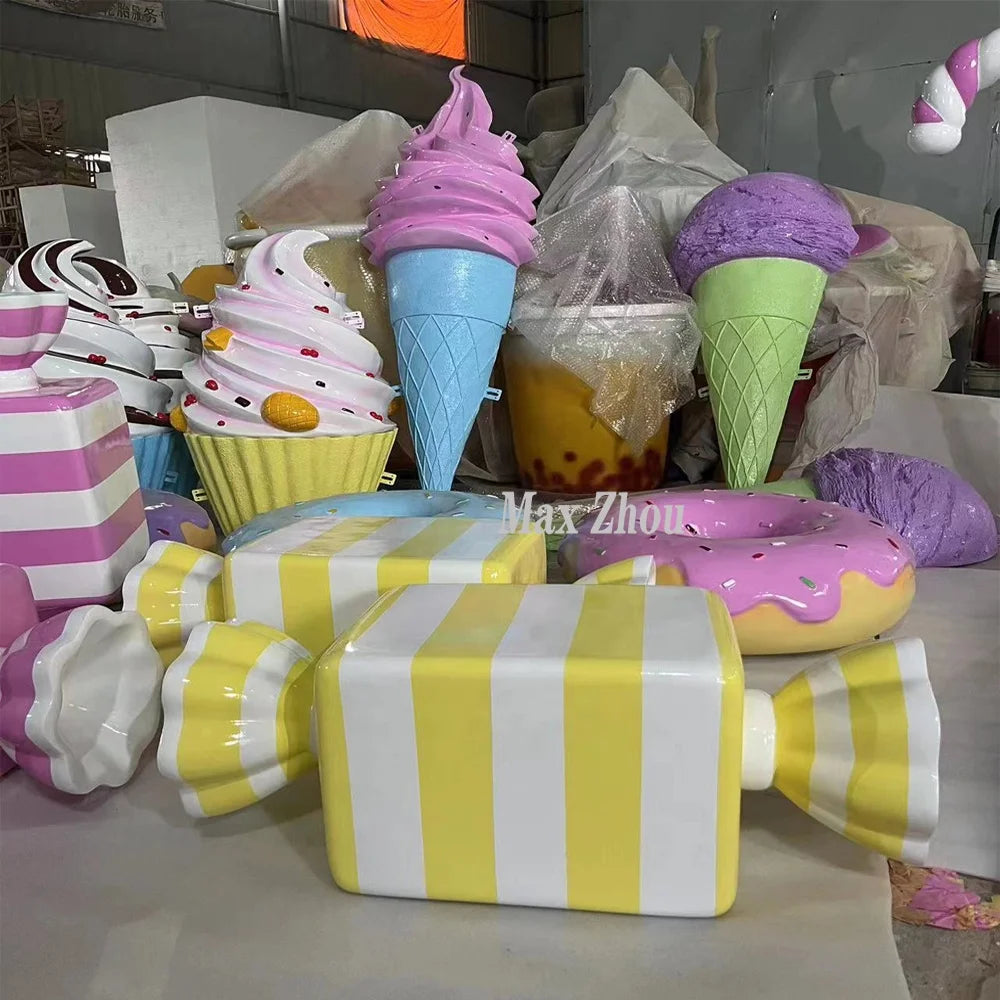 Christmas candy lollipop decorations giant candy display props ice cream statue for candy shop