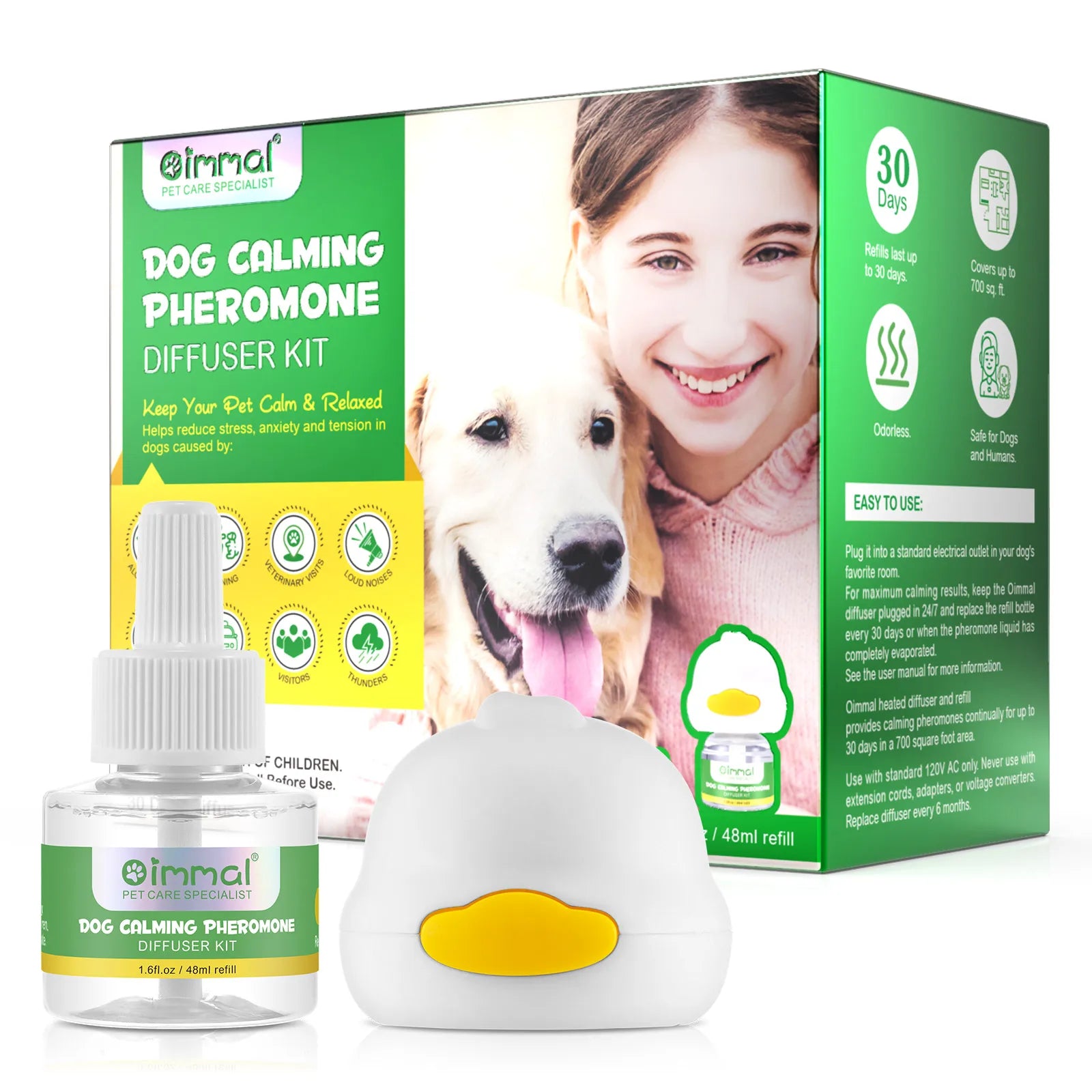 Oimmal Private Label Plug-In Pet Training Calming Pheromones Diffuser Refills Kit for Dog Stress and Separation Anxiety Relief