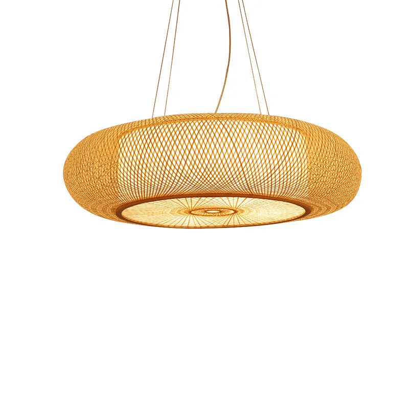 Retro Hanging Ratan Lighting Home Light Handmade Luminaria Bambu Chandeliers Bamboo Lamp Shade Natural Rattan Pendant Light