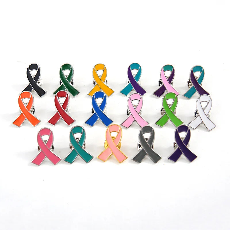 Enamel Blue Yellow Pink Black Ribbon Brooch Pin Jewelry Making Decoration Gifts Clothing Accessories