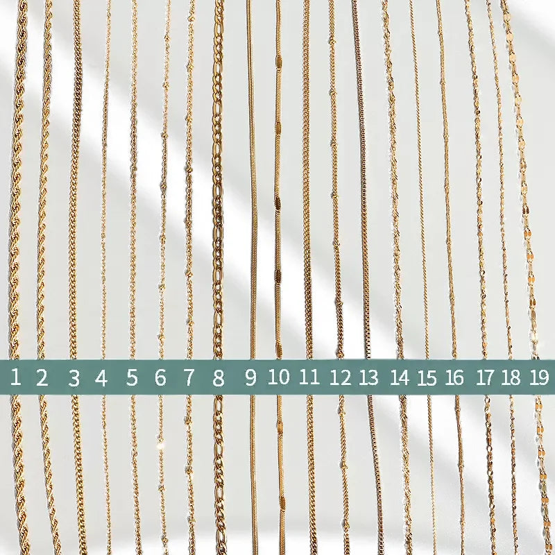 Multiple Styles Wholesale 18K Gold Plated Stainless Steel Jewelry Rope Wheat Chain Choker Fashion Women Men Cuban Chain Necklace