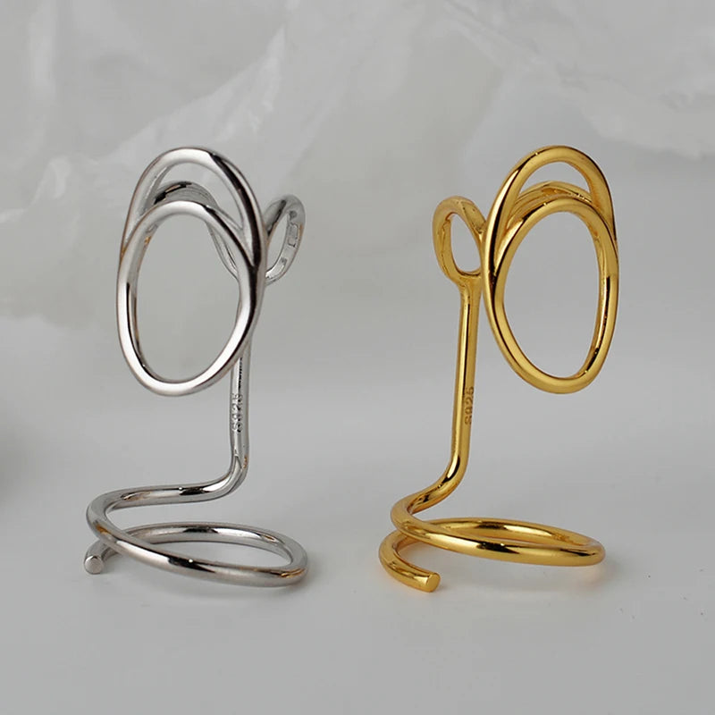 ICEBELA Jewelry Handmade S925 Sterling Silver Geometric Ring Female Ins Style Opening Line Fingertip Ring