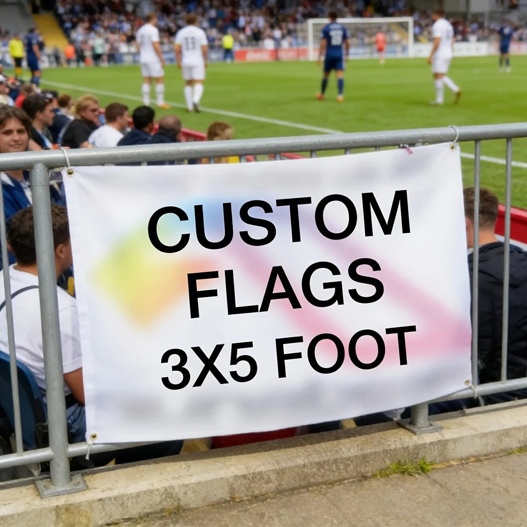 High Quality Custom Double Sided Fan Zone Outdoor Printed logo Cheap Custom Football 4x6 Custom Flag Banner With Grommets