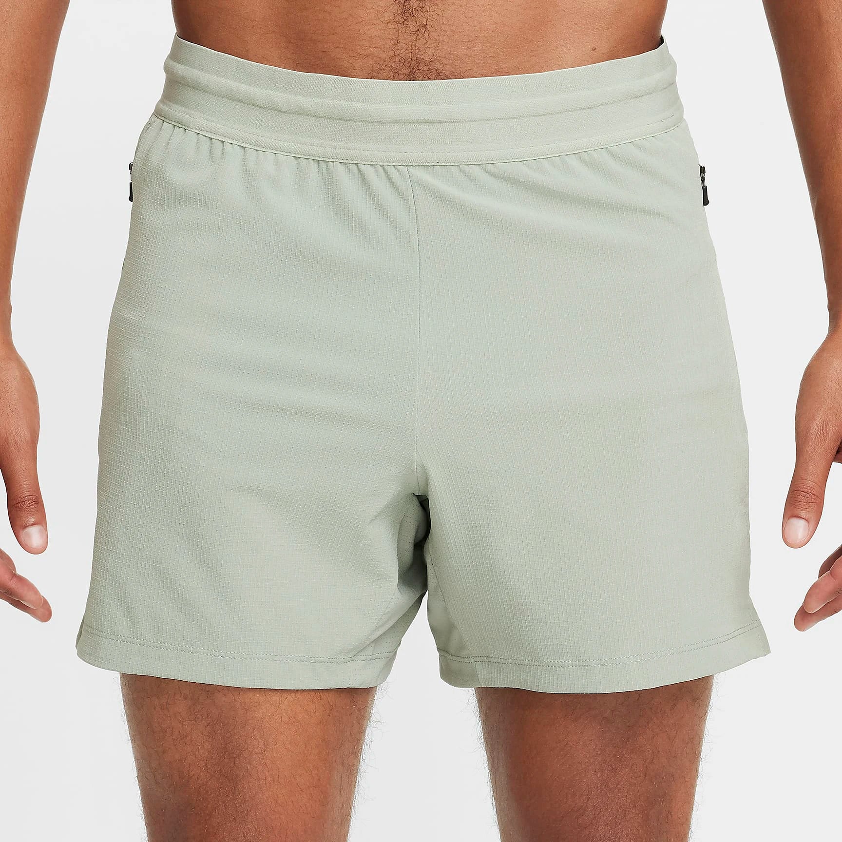 Men's Unlined Woolen 5" Solid Mid Elastic Waistband Breathable Quick Dry Training Shorts with Zippered Pockets