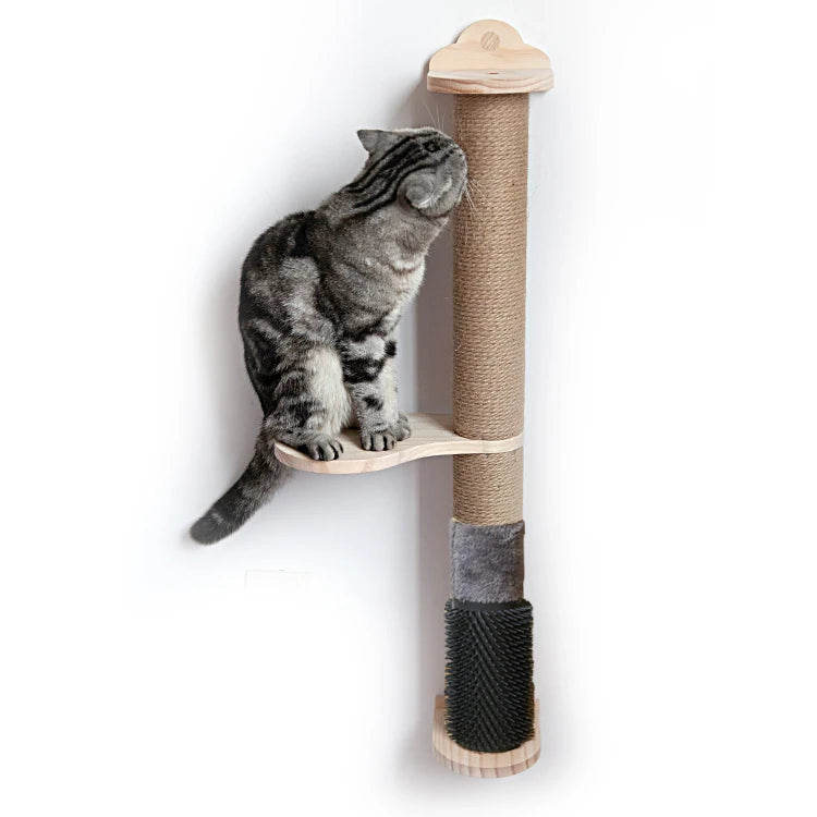 Eco-Friendly Vertical Wall-Mounted Cat Tree Scratcher Wood & Sisal Jungle Column Pet Interactive & Movement Toy