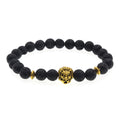 Turquoise Gemstone Beads Bracelet for Women Golden Lion Head Two Spacers 7 Chakra Stone Yoga Bracelets Natural Gemstone Gift