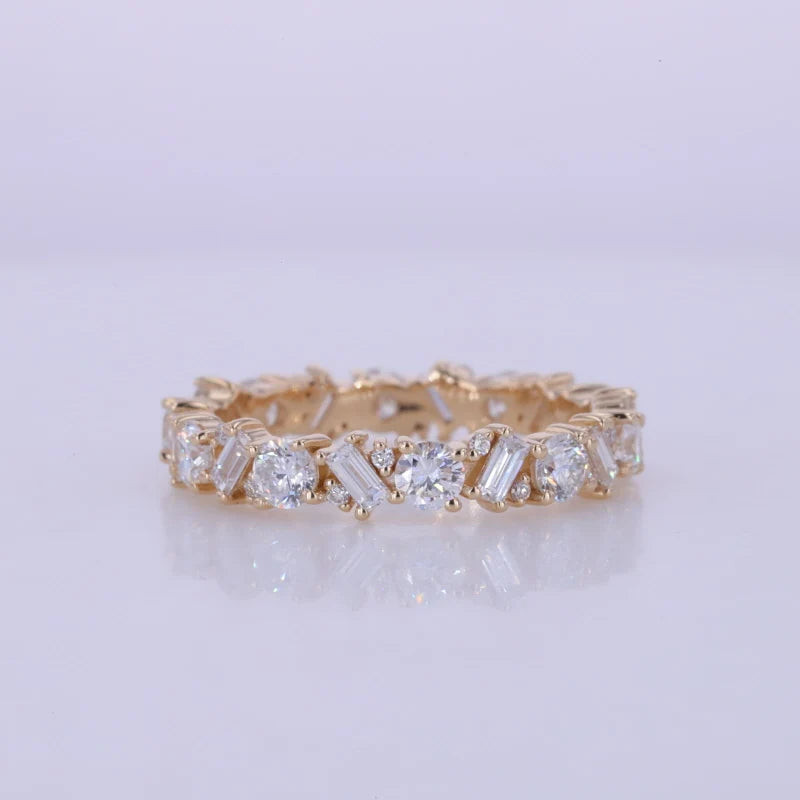 Irregular Splicing 10k Solid Gold Lab Grown Diamond Christmas Fine Jewelry Ring