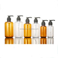 Cosmetic Packaging 100ml 200ml 300ml 8 oz 10 oz PET clear Foam Hotel Shampoo Press Plastic Body Lotion Pump Spray Amber Bottle