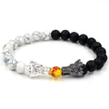 Gold Plated Dragon Head Beaded Bracelet Trendy Religious Animal Pattern Volcanic Stone White Turquoise Citrine Amber for Gift