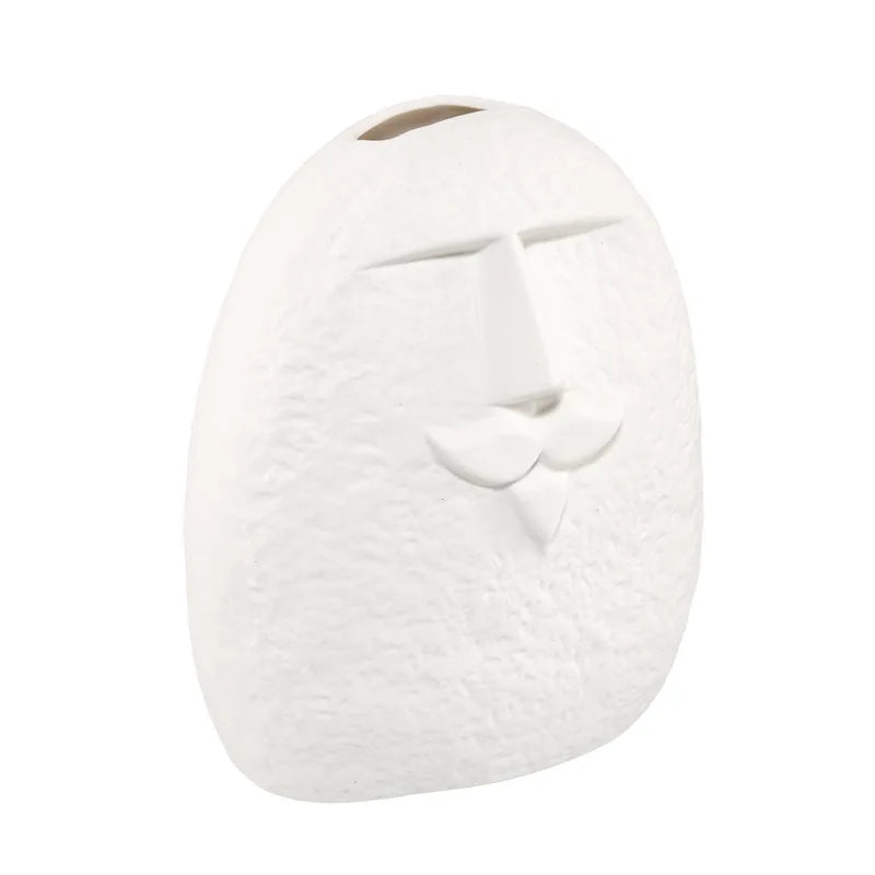Nordic Style White Ceramic Head Face Vase Christmas Design Home Garden Decoration for Outdoor Desktop New Flower Pots Planters