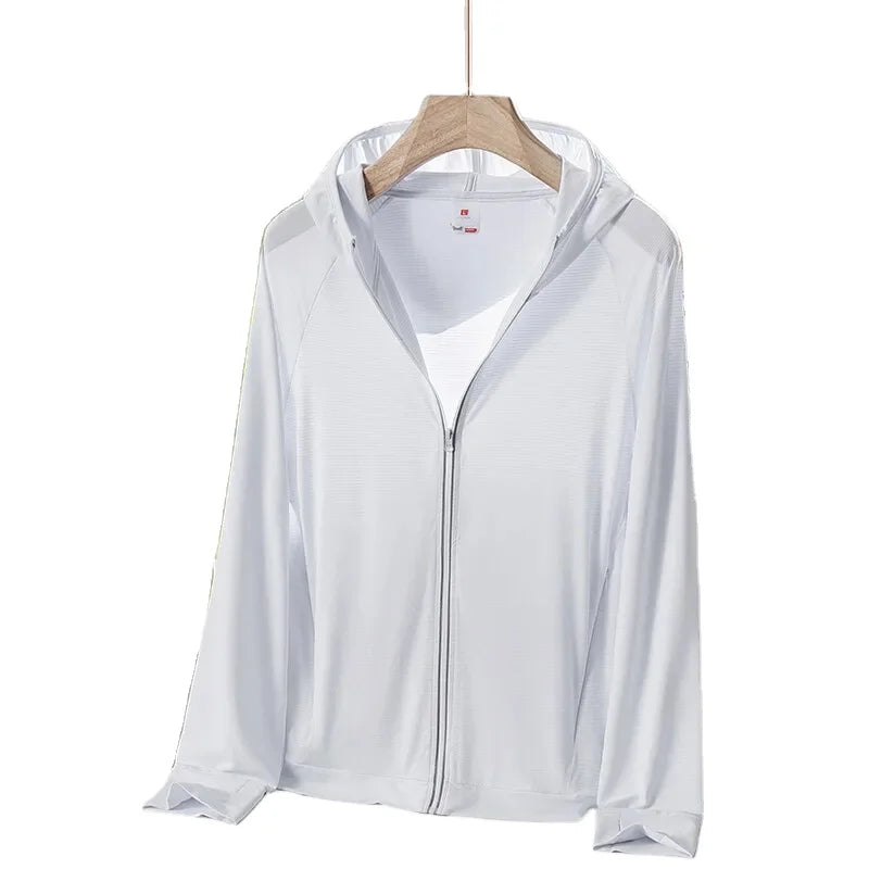 Man Size High Quality UPF 50+ Ice Silk Sun protection Hoodies Outdoor Running Cycling Fishing Sun-proof Clothes