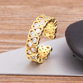 QIKU Trendy Full  Pave ZIRCON Adjustable Opening Rings Gold Color Charm Women Wedding Engagement Jewelry Wholesale Dropshipping