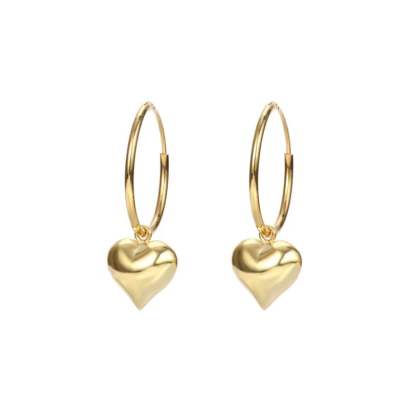 Daidan Silver 925 Earrings Fashion Peach Huggins Hoop Heart Drop Womens Earrings