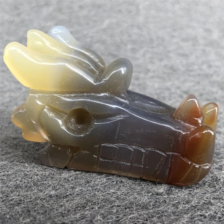 DIY Natural Lapis Lazuli Crystal Head Carved Agate Dragon Quartz Crystal Skull