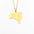 Map Necklace Stainless Steel Country Map Pendant Brazil Map Jewelry Hypoallergenic Waterproof Jewelry