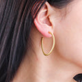 Chris April 316L Stainless Steel Korean Twisted Matte Finish Big C-shape Hoop Earrings Women