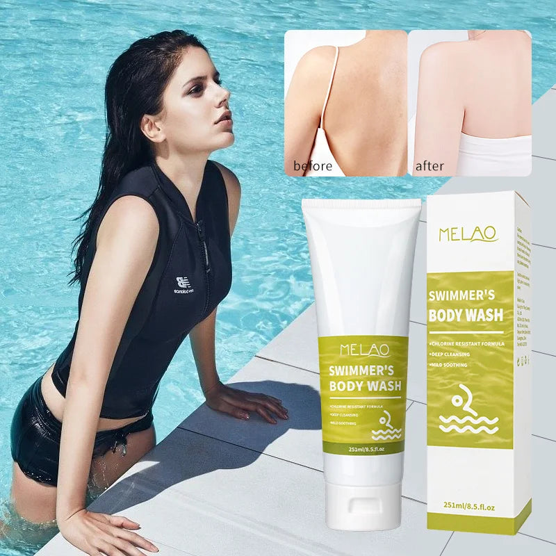 Custom Logo After-swim Shower Gel Extra Boost Hair Shampoo Set Specialized Chlorine Body Wash Swimmers Skin Protection Body Wash