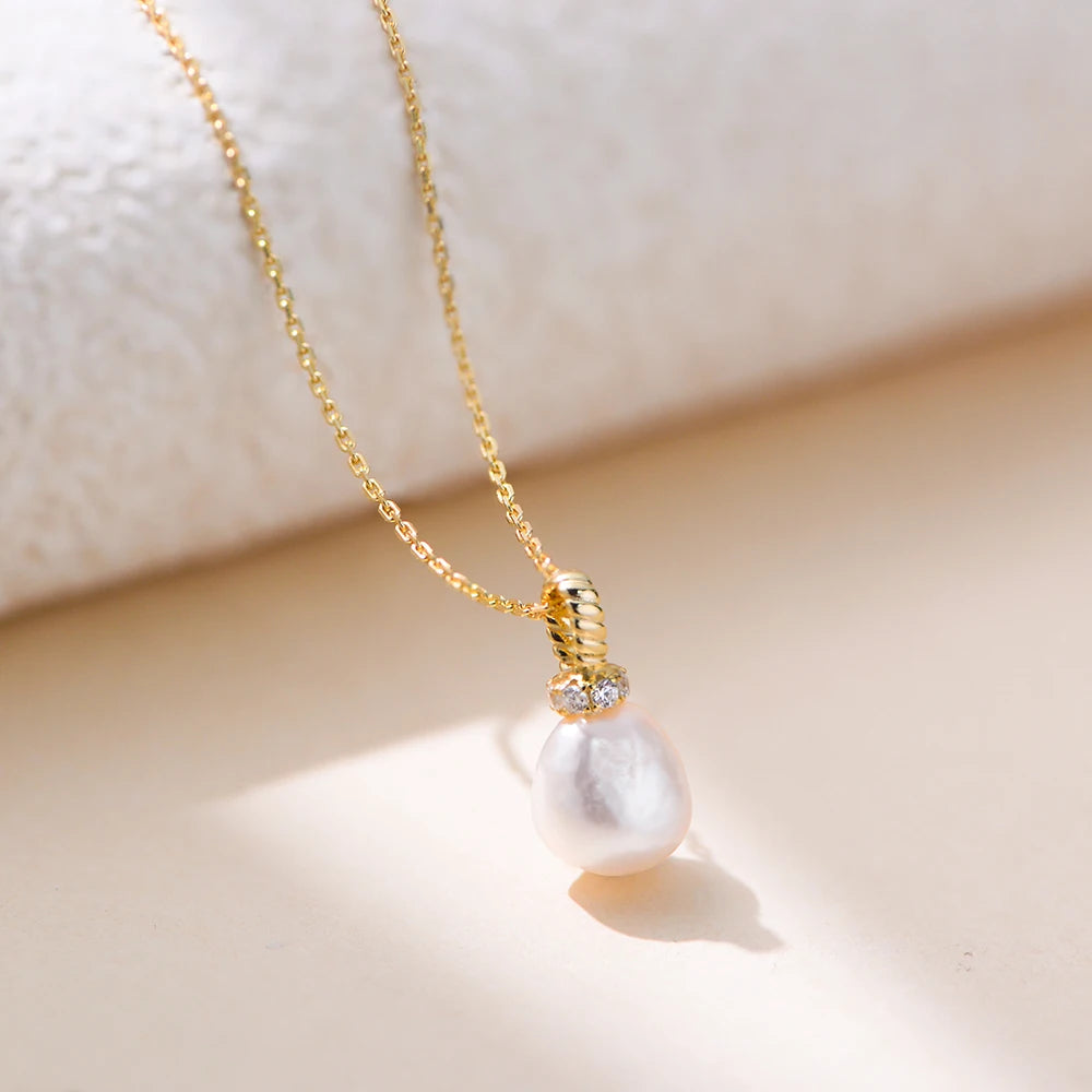 Hot Selling Daily Wear Lady 925 Sterling Silver Gold Plated Fine Jewelry Dainty Elegant Zircon Pearl Clavicle Chain Necklace