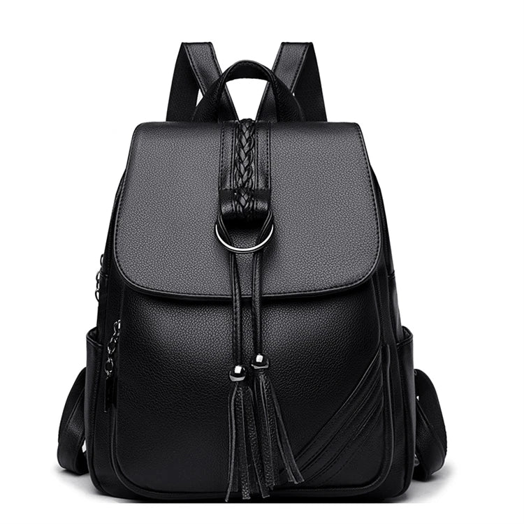 Private Label School Fashionable Brown Leather Back Pack for Women Outdoor