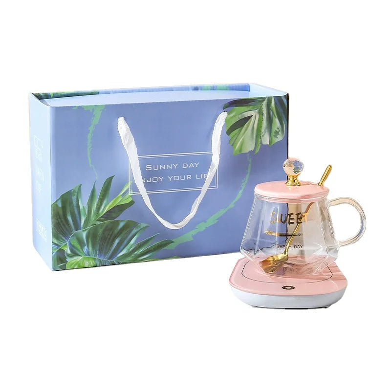 USB Smart Electric Heating Ceramic Glass Water Coffee Mug Warmer Cup Heater