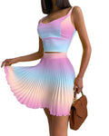 New Floral Print Camisole and Pleated Bermuda Skirt Set Spring and Autumn Leisure Printing 2-Piece Set